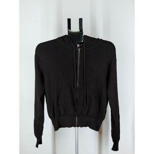 HM Basics Womens Black Full Zip Knit Hoodie Sweater Size M
